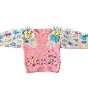 Vintage 1980’s colorful giraffe acrylic sweater girls size medium